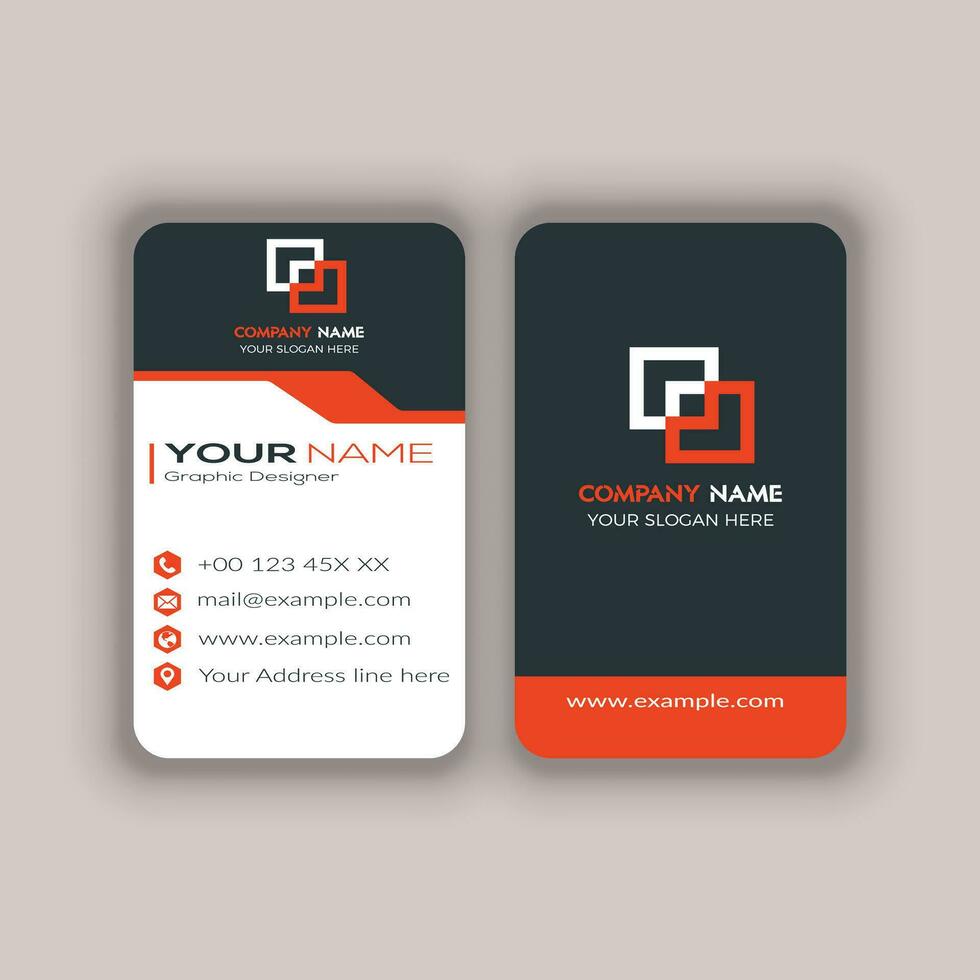 Modern Vertica double-sided round business card template. Vector mockup. Stationery design