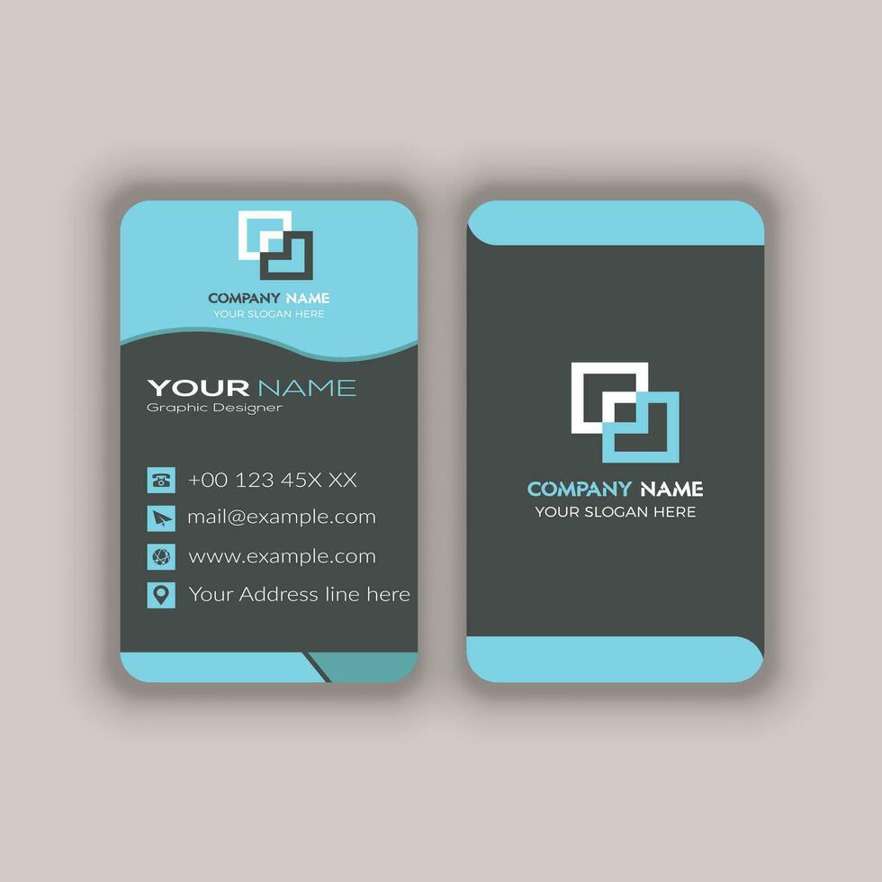 Modern Vertica double-sided round business card template. Vector mockup. Stationery design