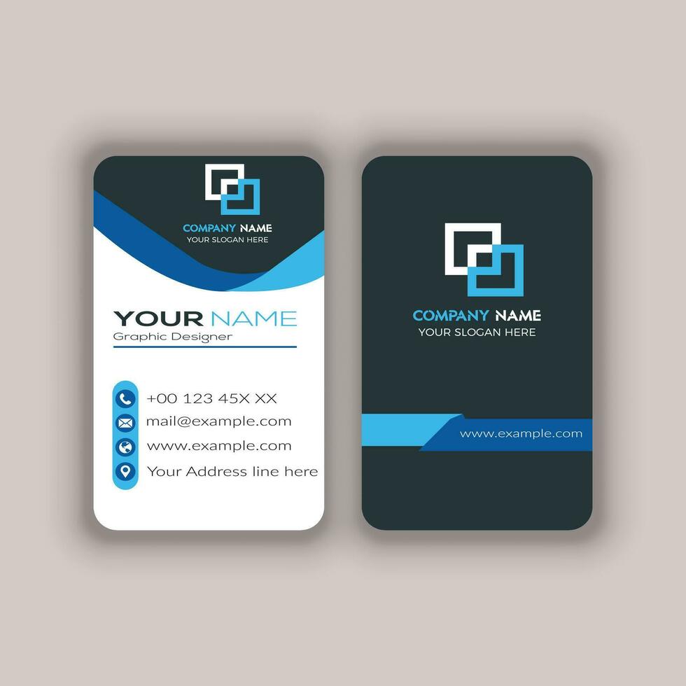 Modern Vertica double-sided round business card template. Vector mockup. Stationery design