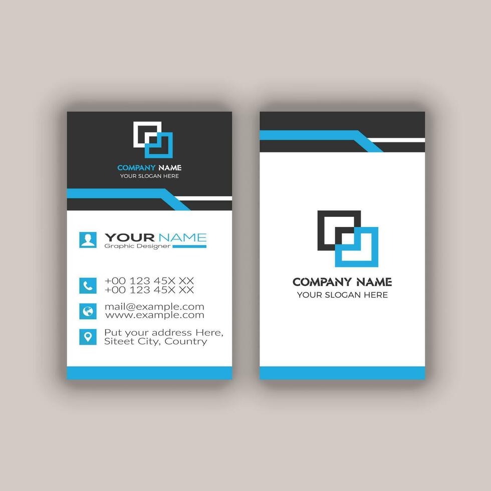 Modern Vertica double-sided round business card template. Vector mockup. Stationery design