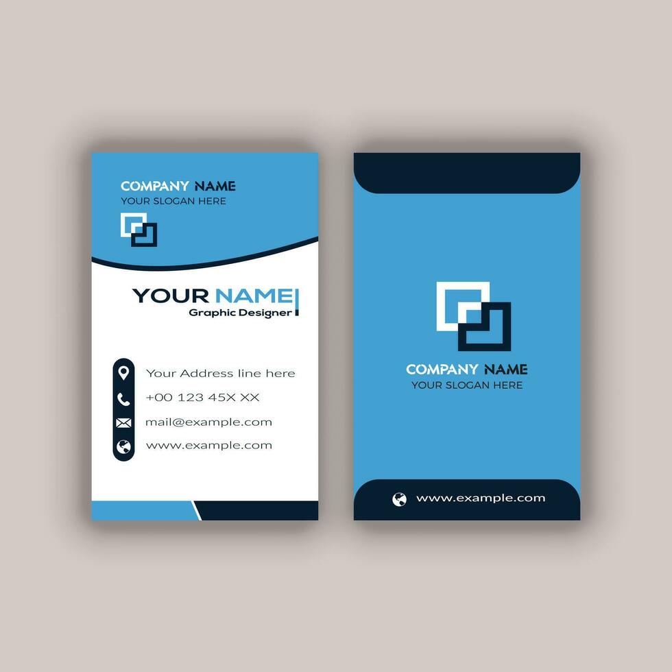 Modern Vertica double-sided round business card template. Vector mockup. Stationery design