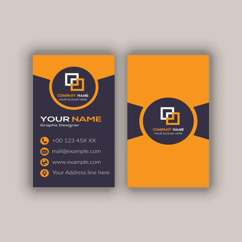 Modern Vertica double-sided round business card template. Vector mockup. Stationery design