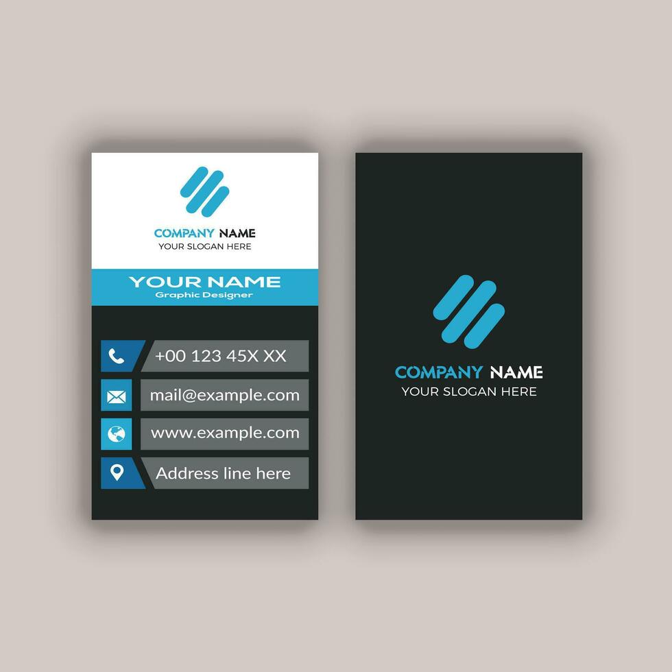Modern Vertica double-sided round business card template. Vector mockup. Stationery design