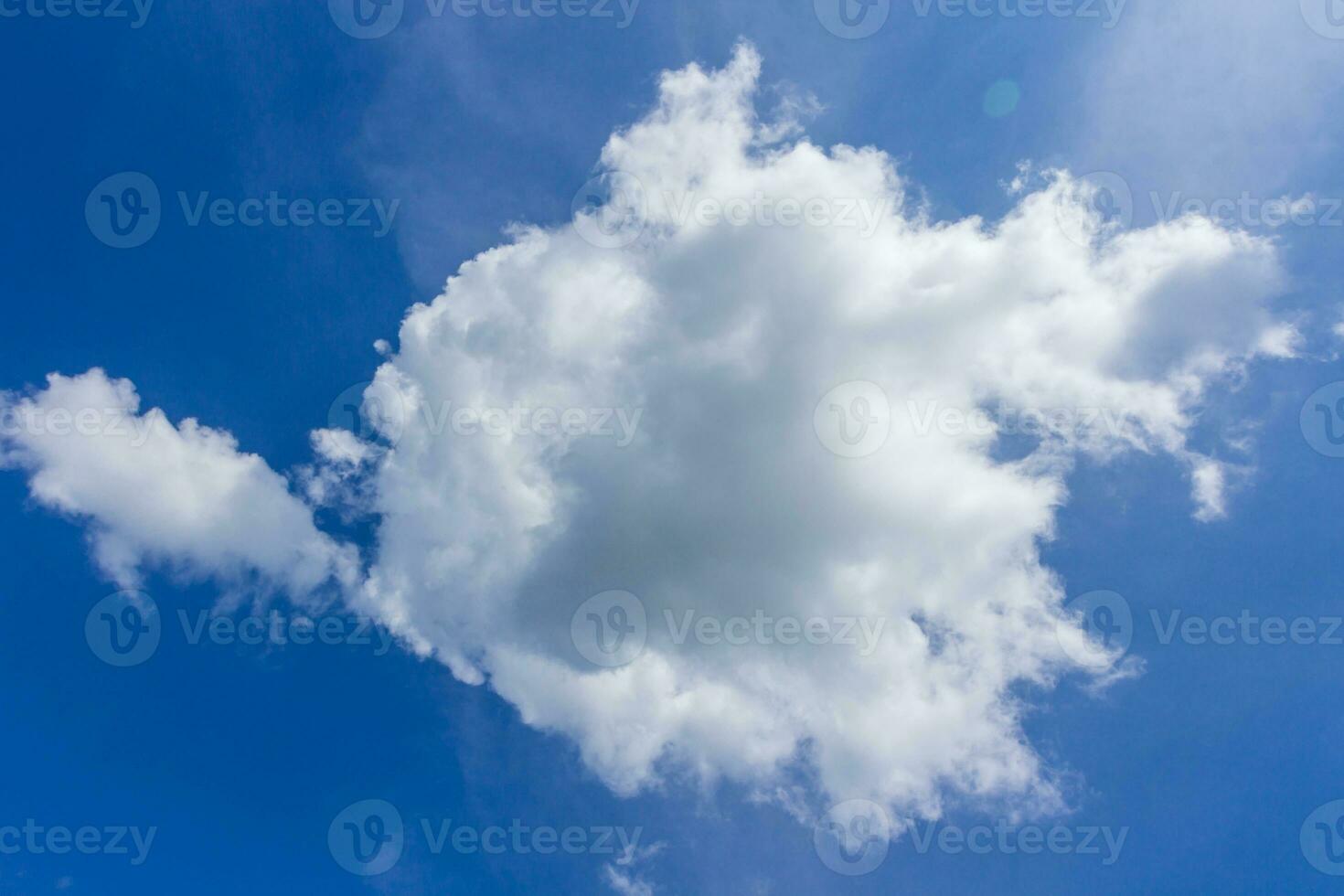 Blue sky with clouds and sun photo