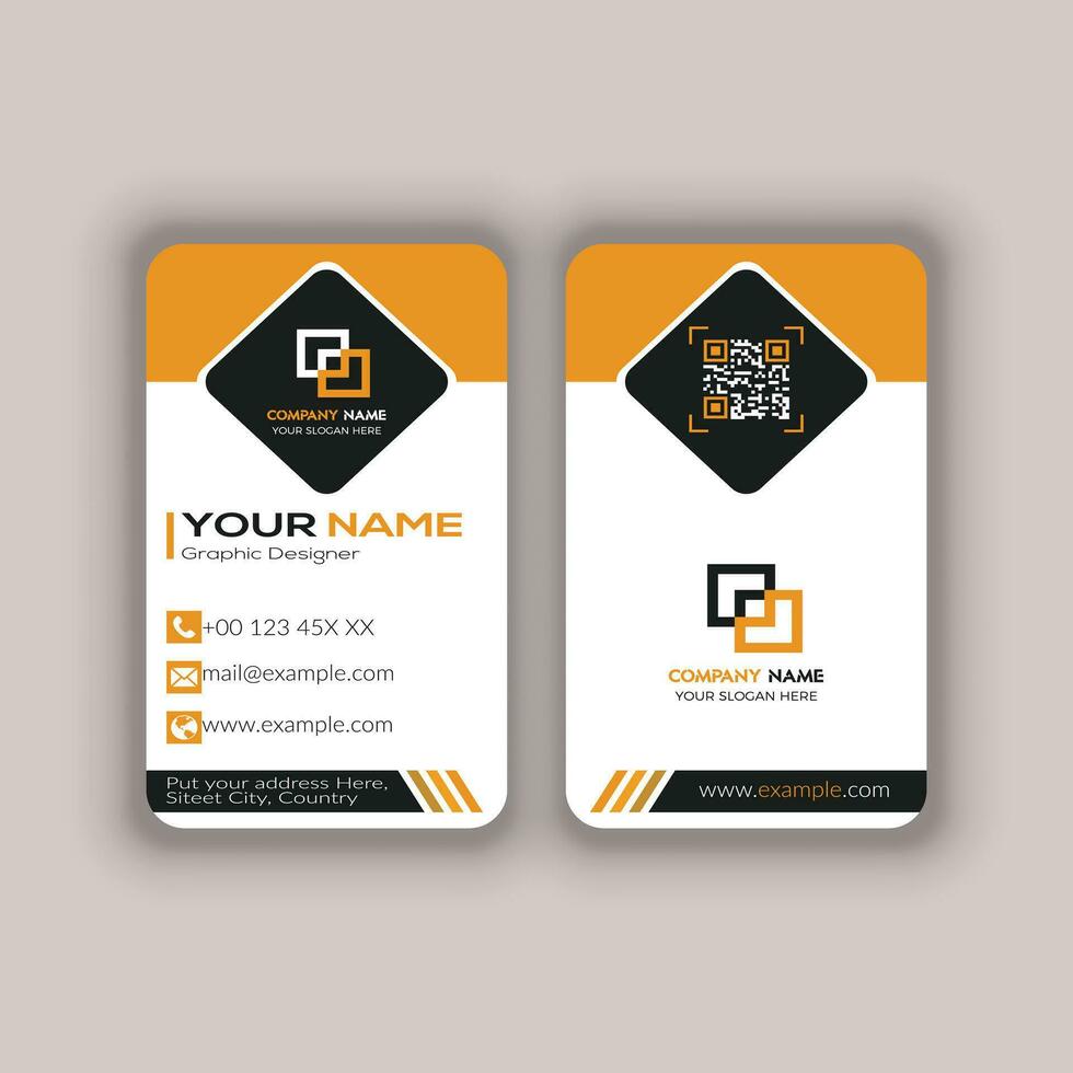 Modern Vertica double-sided round business card template. Vector mockup. Stationery design