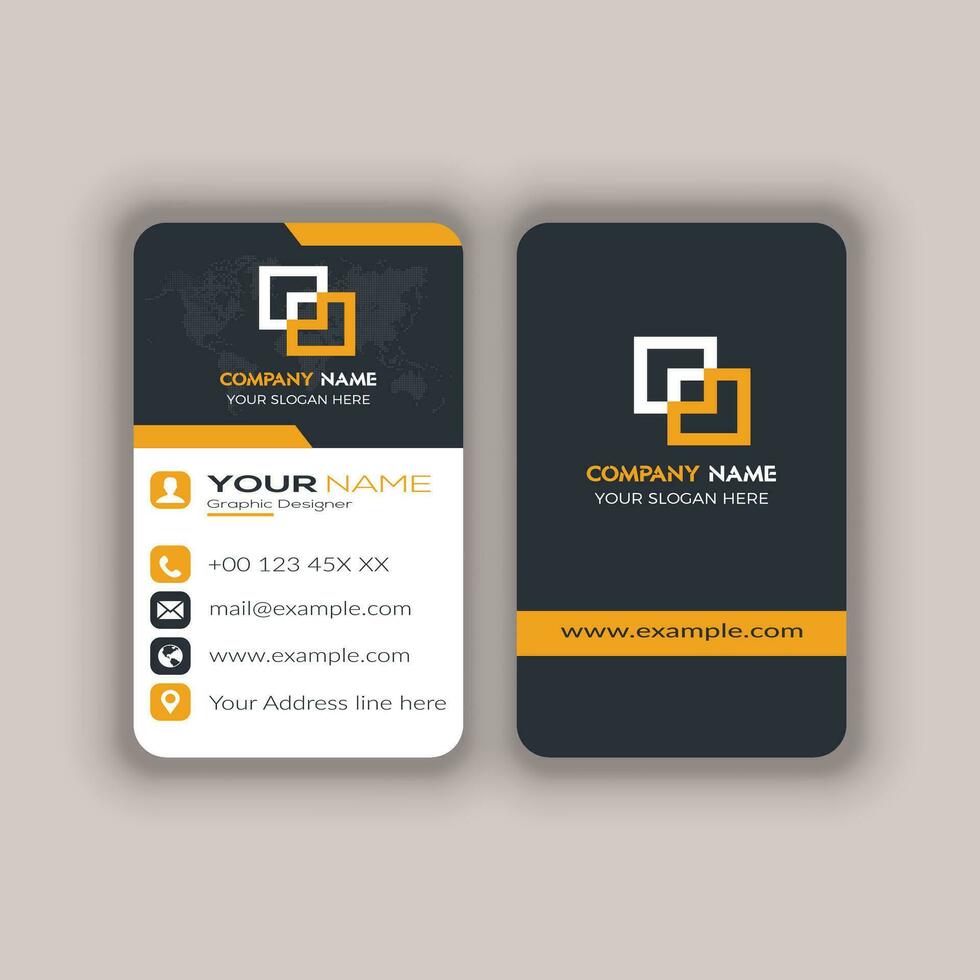 Modern Vertica double-sided round business card template. Vector mockup. Stationery design