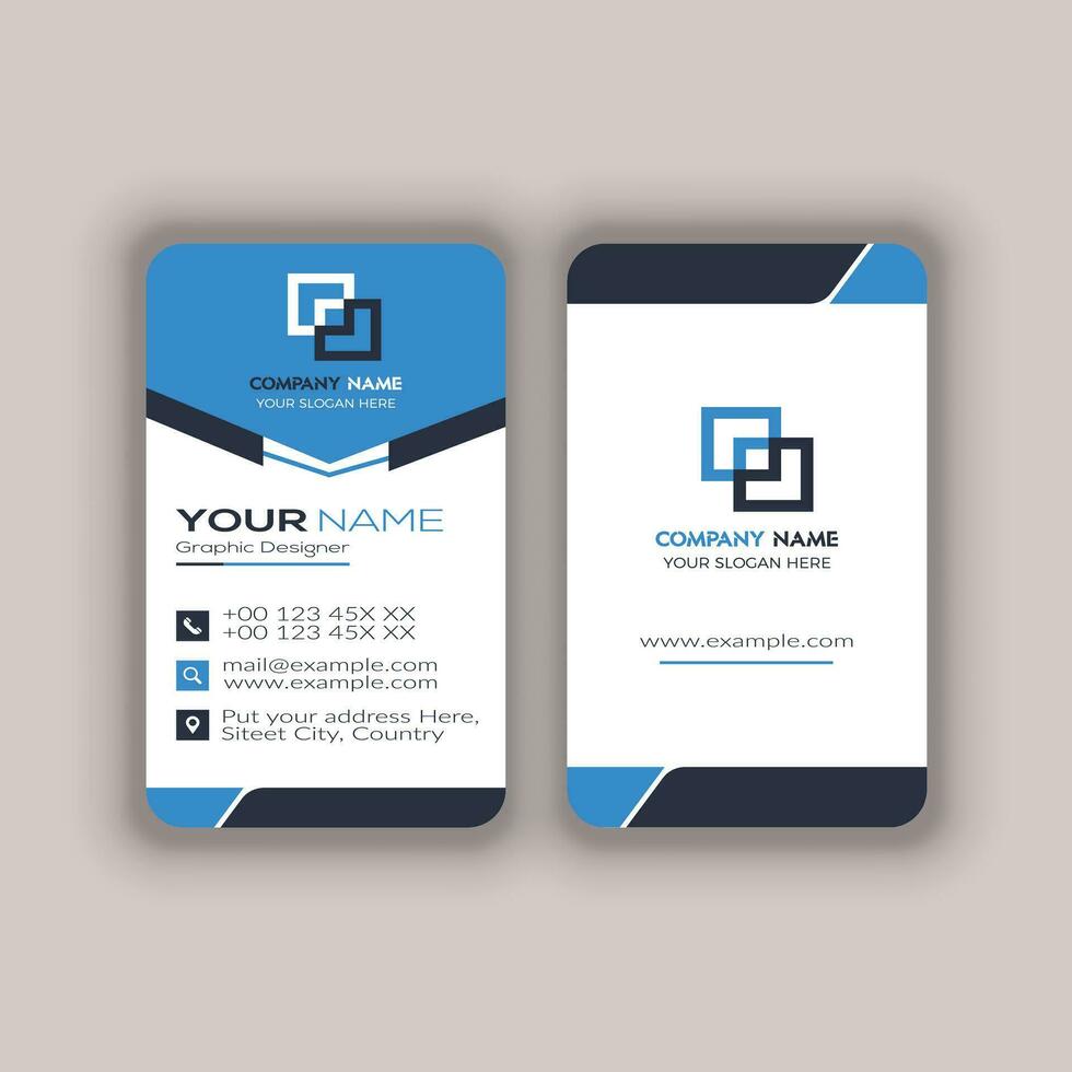 Modern Vertica double-sided round business card template. Vector mockup. Stationery design