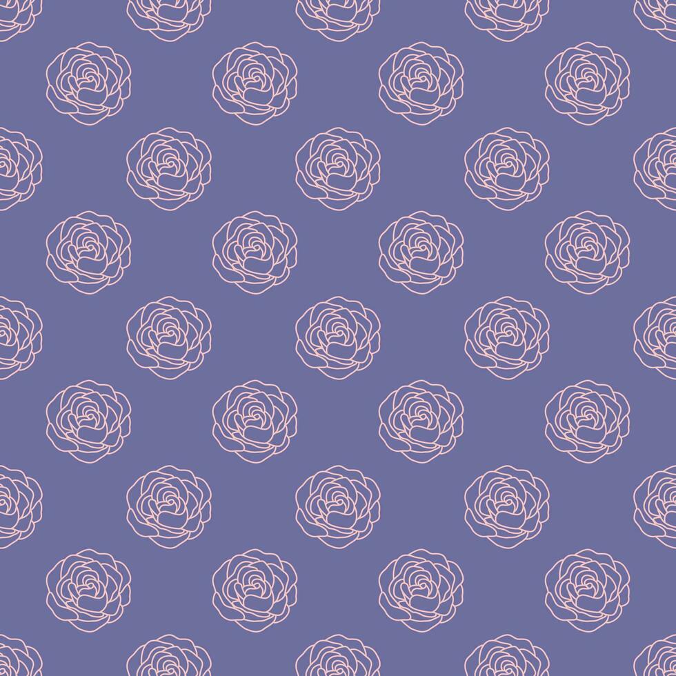 Seamless pattern with rose outline on the purple background vector