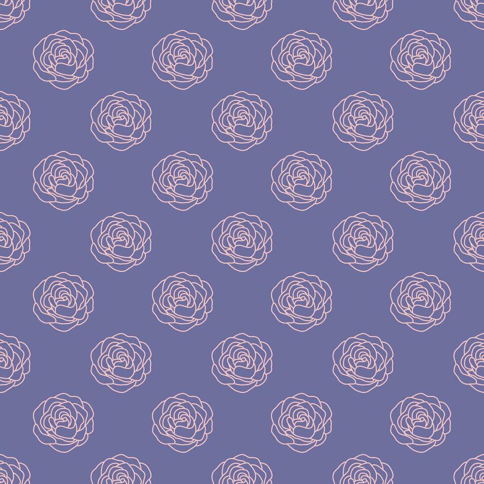 Seamless pattern with rose outline on the purple background vector