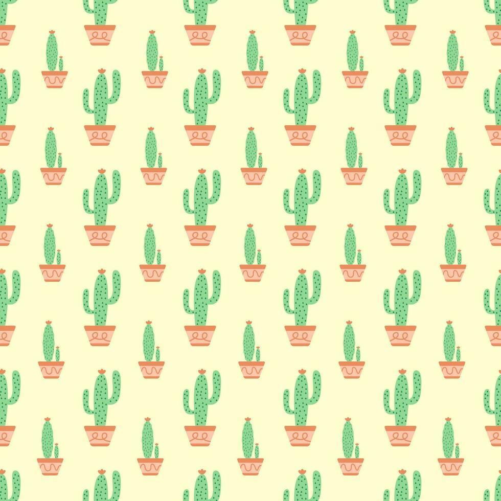 sin costura modelo con en conserva cactus. linda repetir cactus modelo vector ilustración