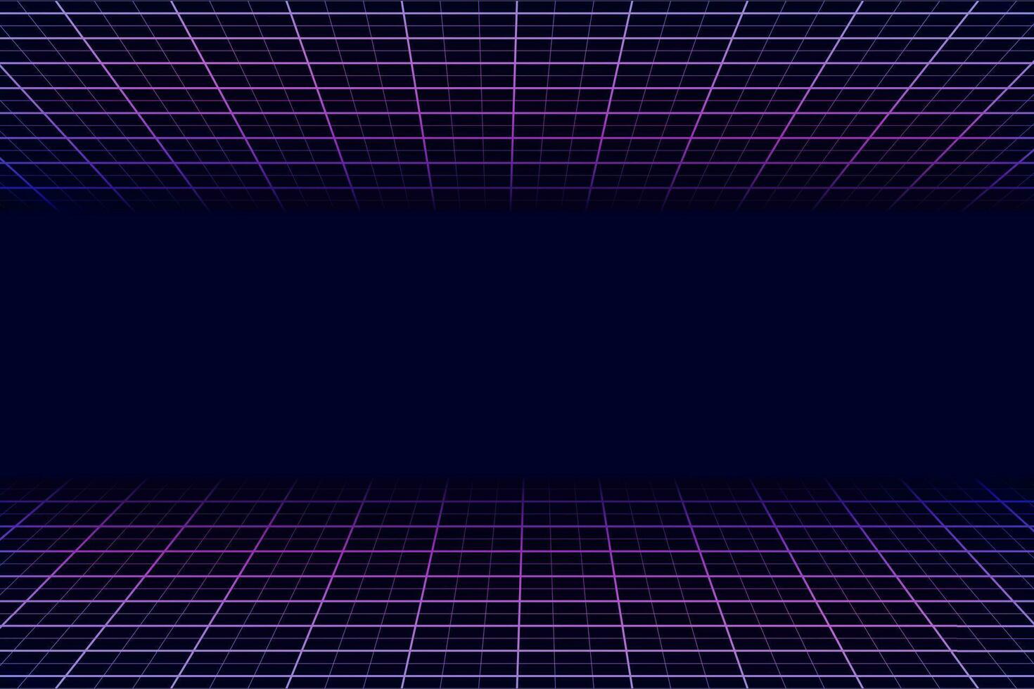 Retro perspective grid landscape background. Abstract futuristic digital 80s, 90s style vector