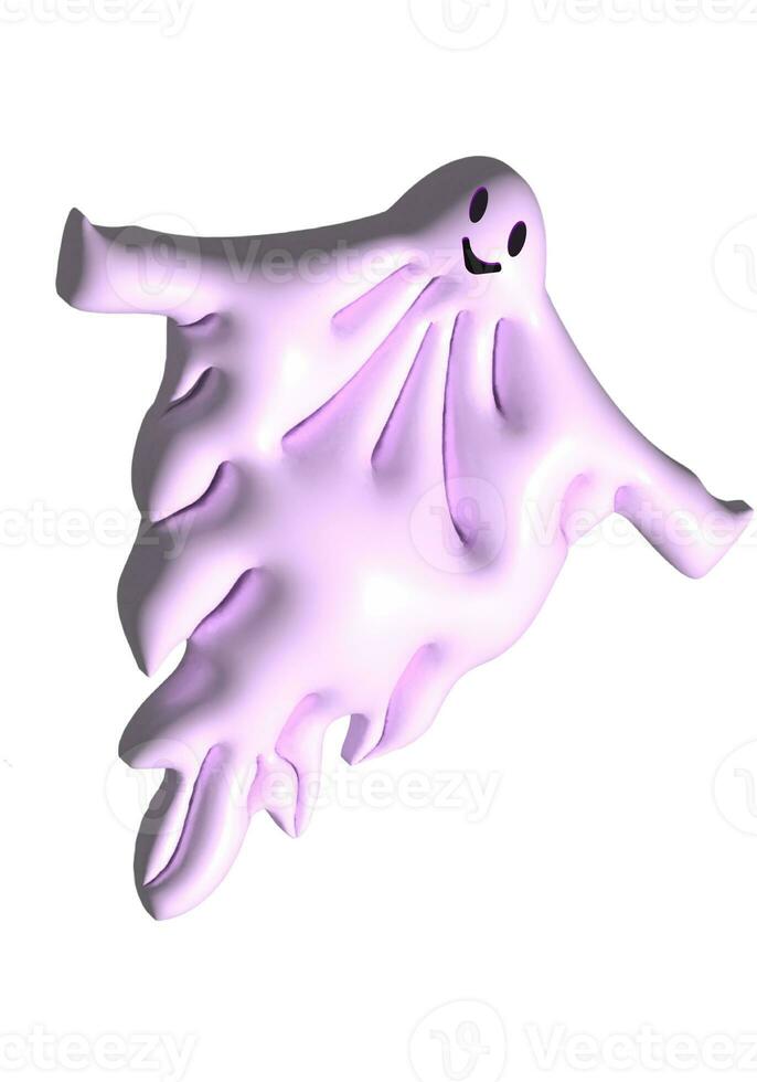 Inflated 3d Ghost, cute white spirit flying, volumetric element photo