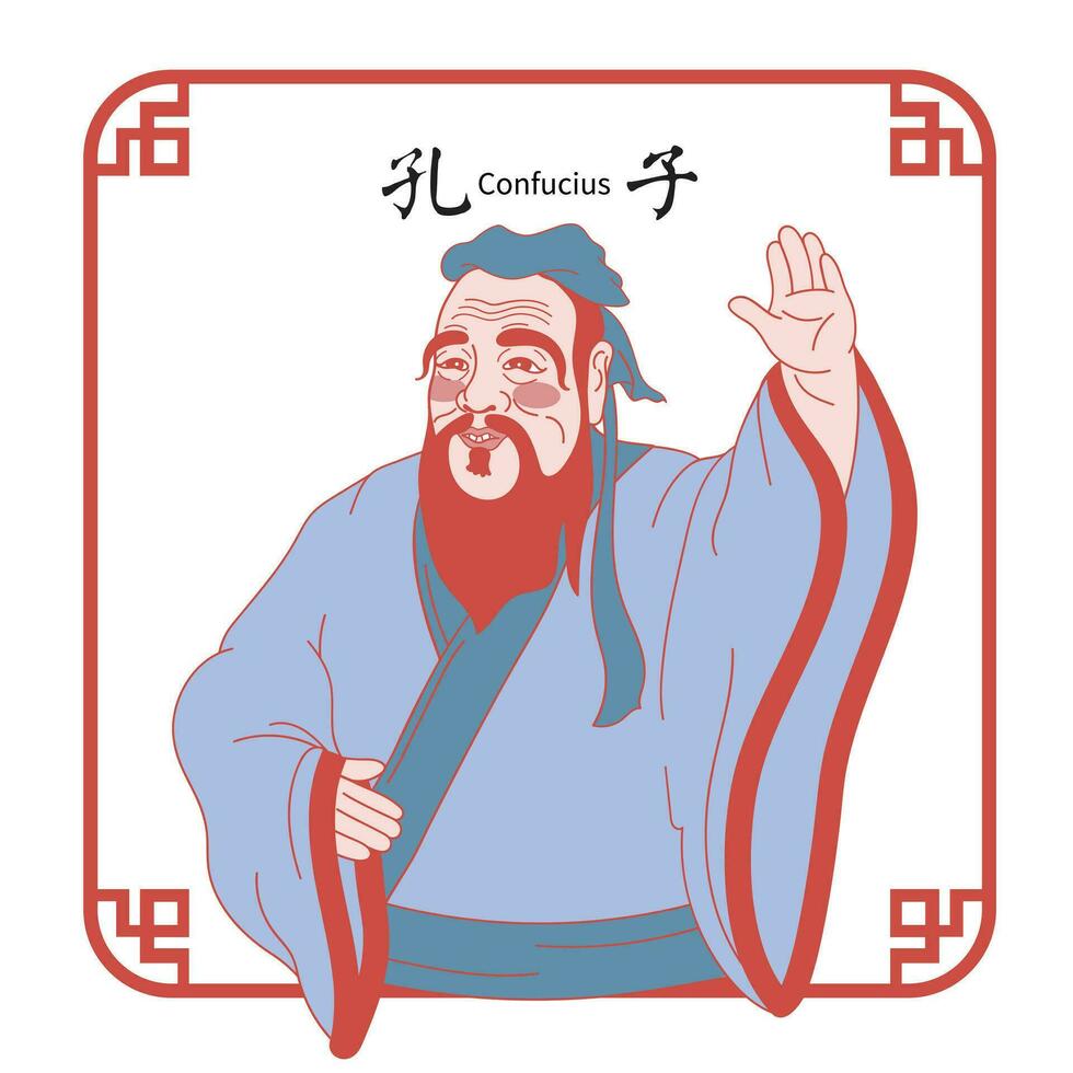 Confucio ilustración, del maestro día, chino Traducción Confucio vector