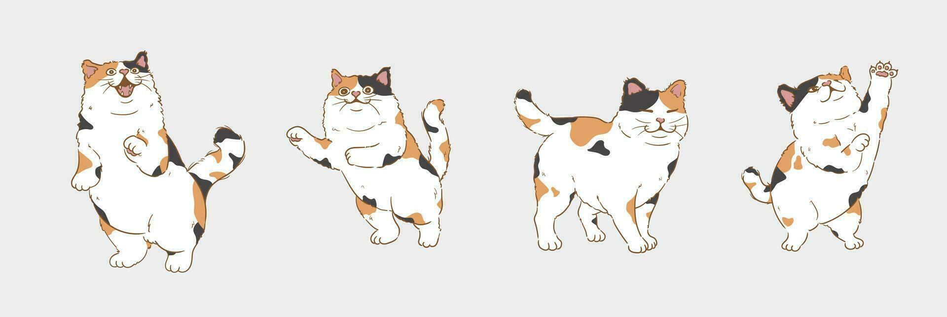 dibujos animados felizj calicó gato conjunto vector