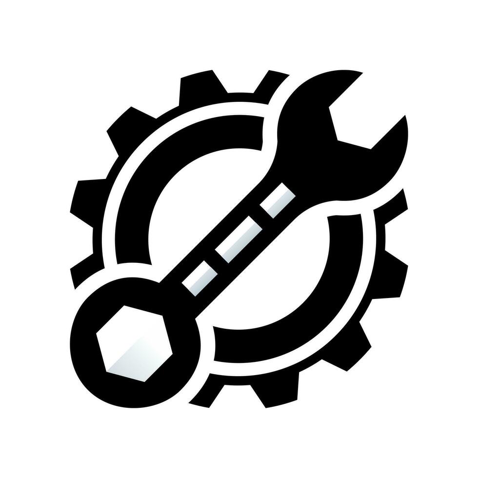 llave inglesa y rueda dentada icono vector diseño plano