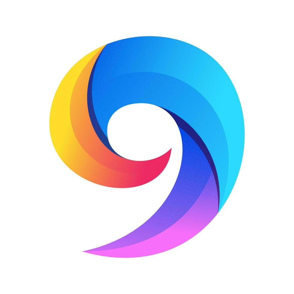 A colorful number 9 logo design vector