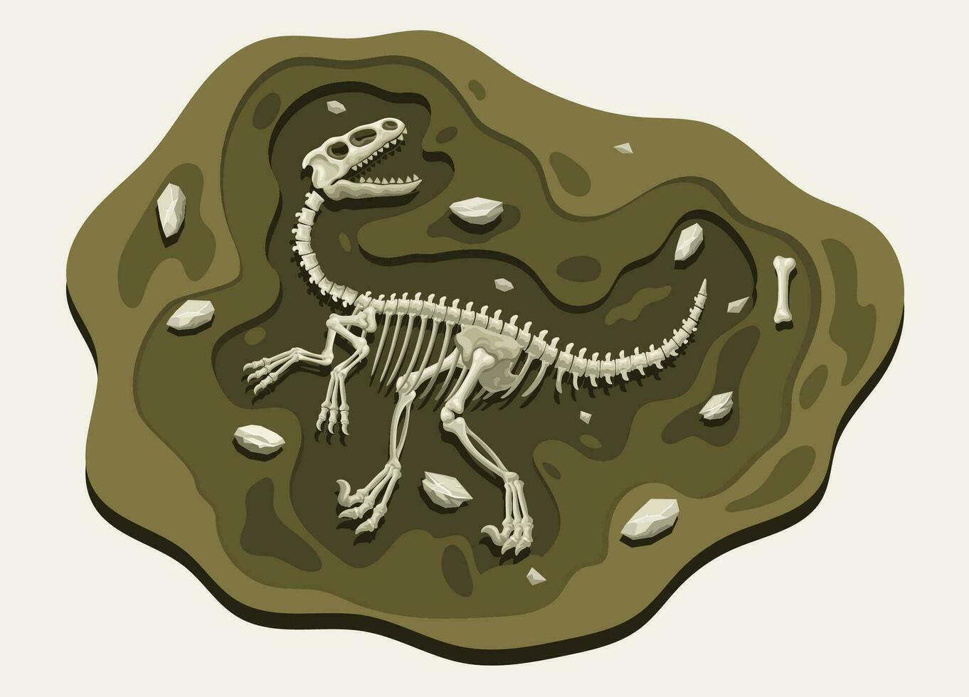Raptor Dinosaurs Archaeology Fossil Cartoon Discover in the Ground vector