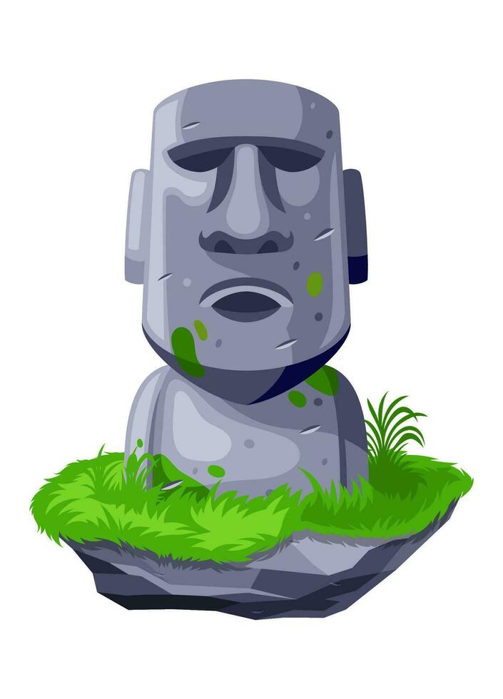 dibujos animados vector ilustración de moai estatuas en el rock aislado