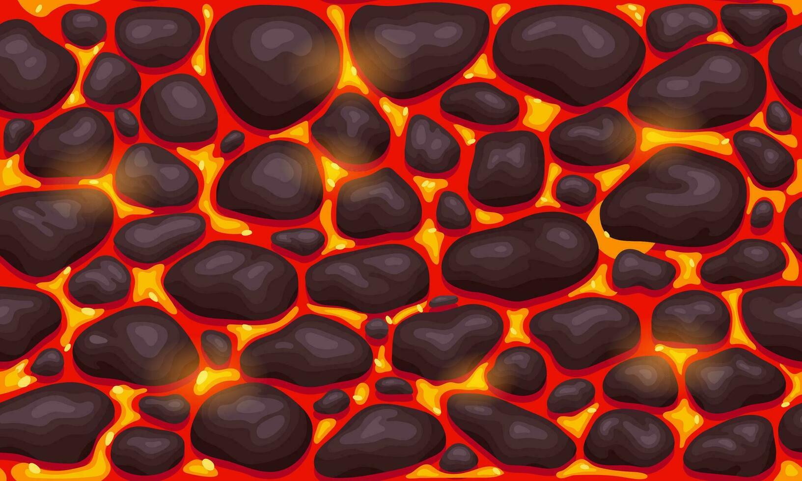 Hot Lava with volcanic stone seamless pattern top view vector