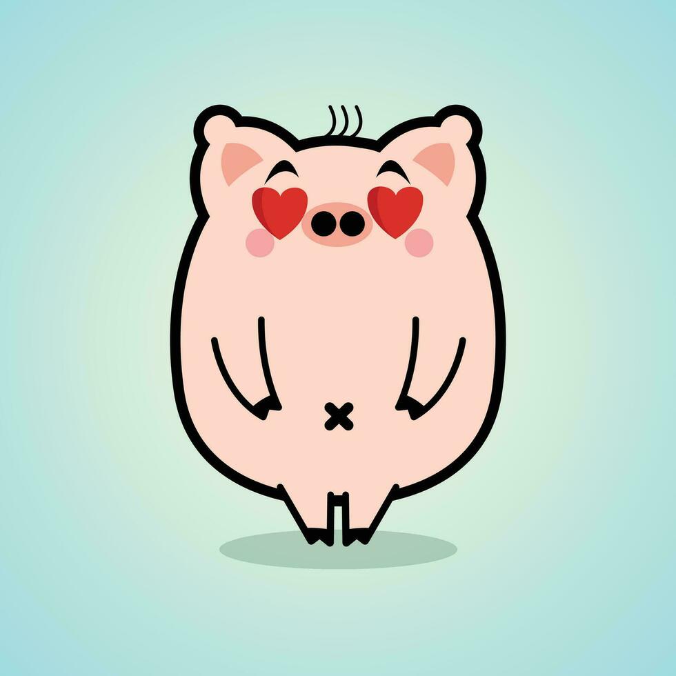 Pig Love Cartoon Character Free Vector Design