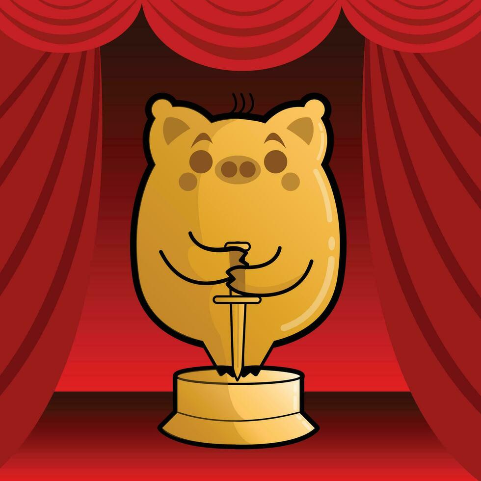 Pig In Stage Cartoon Character Free Vector Illustrations