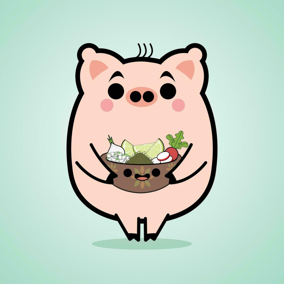 Cartoon Pig With Food Free Vector Illustrations