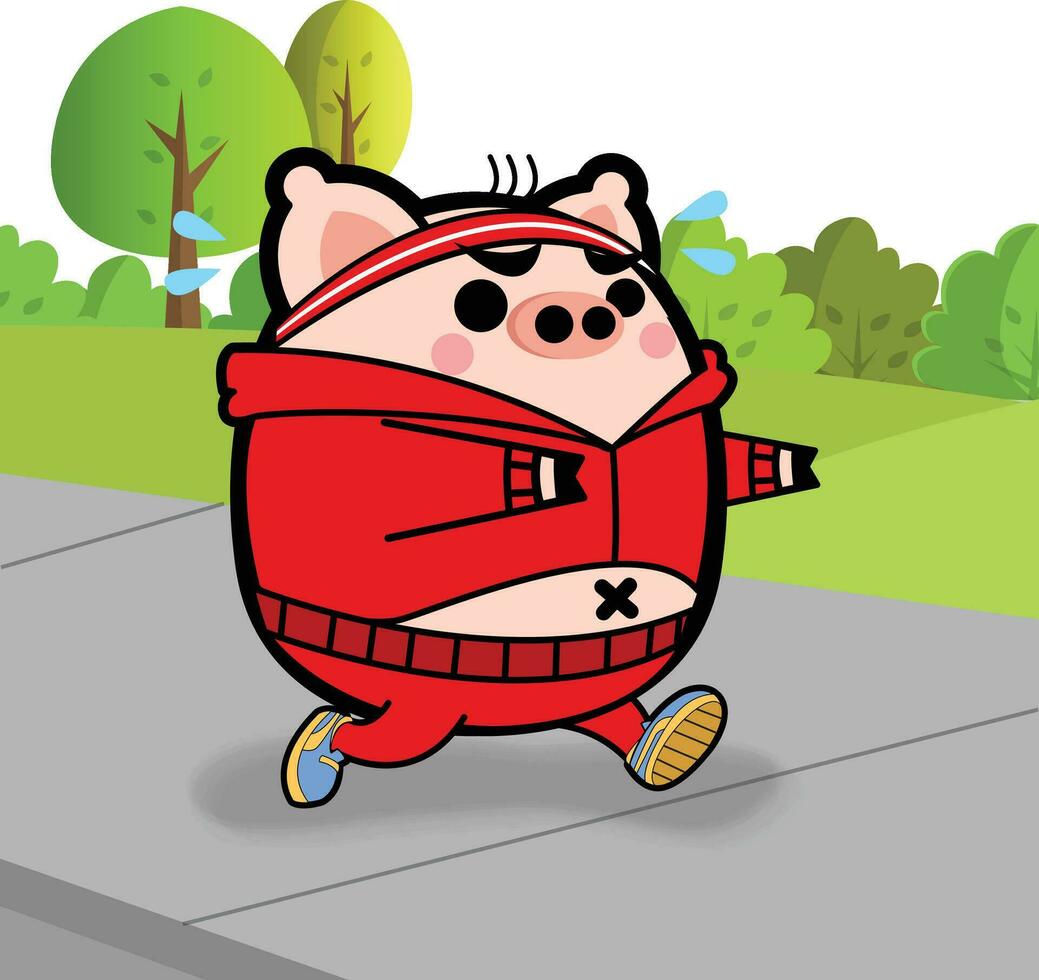 Running Pig Cartoon Character Free Background Art vector