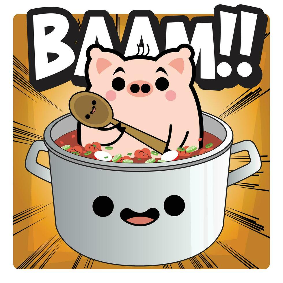 Pig In Pan Free Vector Digital Arts