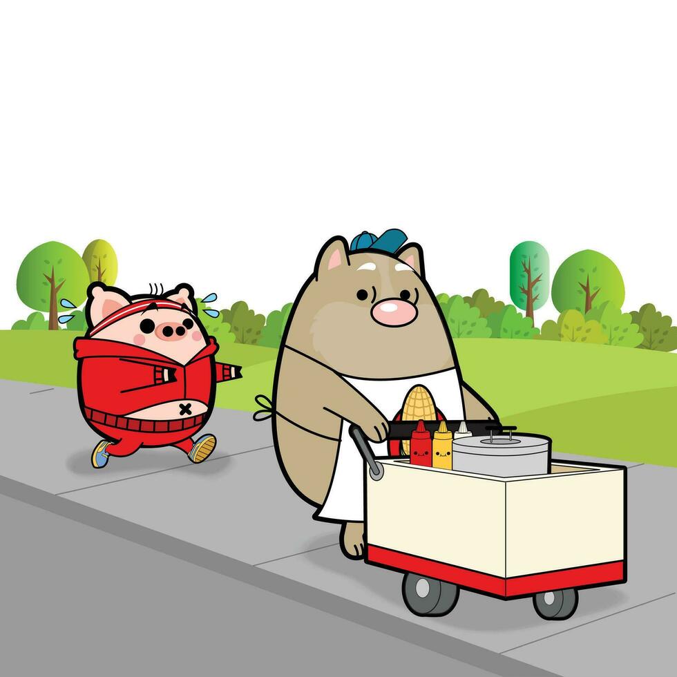 Street Hawker Digital Vector Illustrations