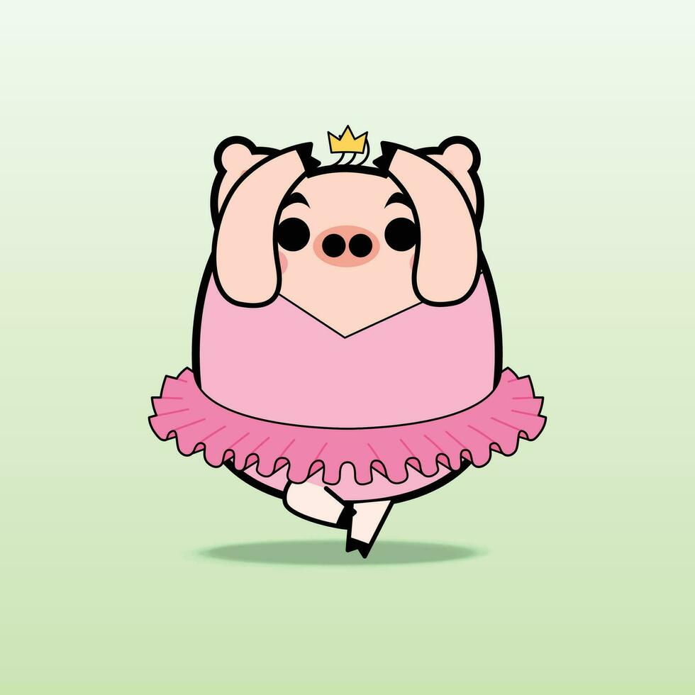 Dancing Pig Cartoon Character Free Vector Illustrations