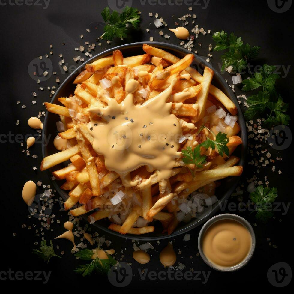 Belgian Fries with Sauce Andalouse and frikandel. Generative Ai