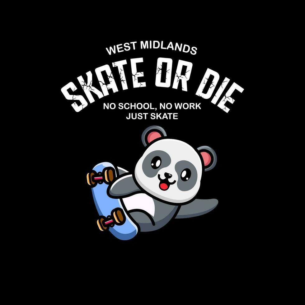 camiseta diseño patinar o morir. No escuela, No trabajo sólo patinar vector