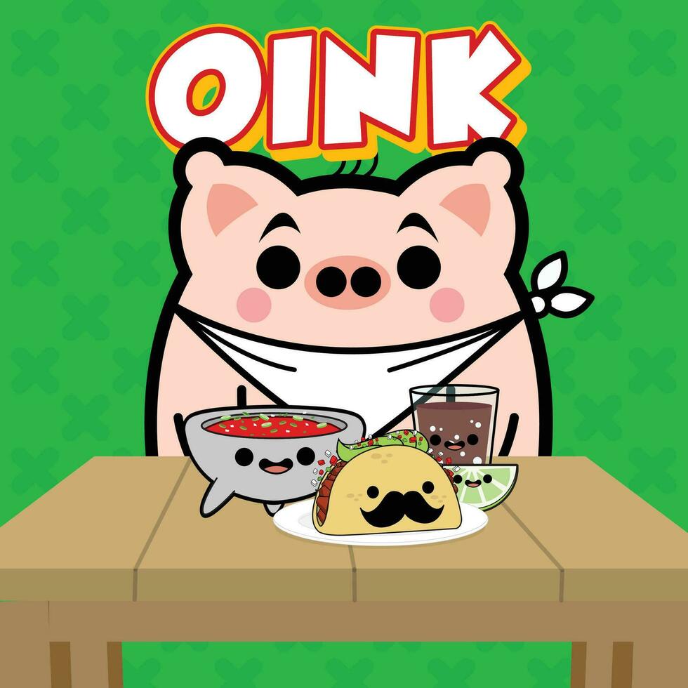 Foodie Pig Cartoon Character Free Vector Illustrations