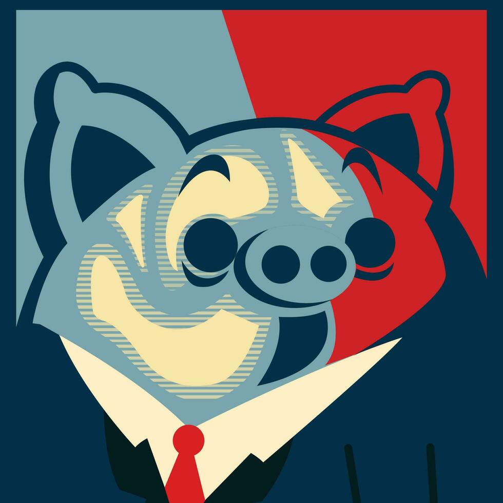 Digital Paint Cartoon Pig Free Vector Design