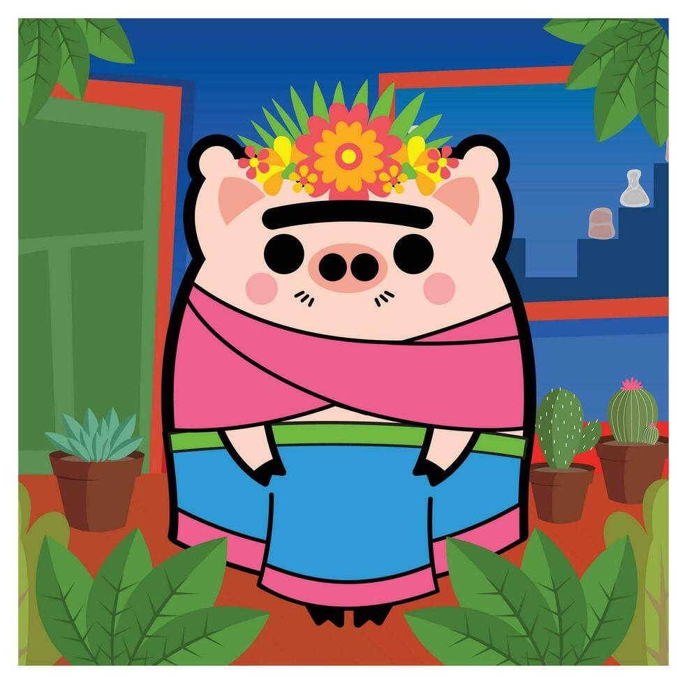 Frida Cartoon Character Free Vector Illustrations