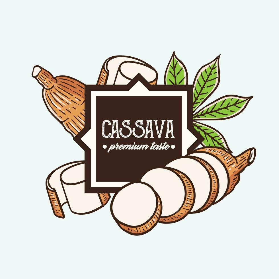 simple cassava packaging in an attractive style vector