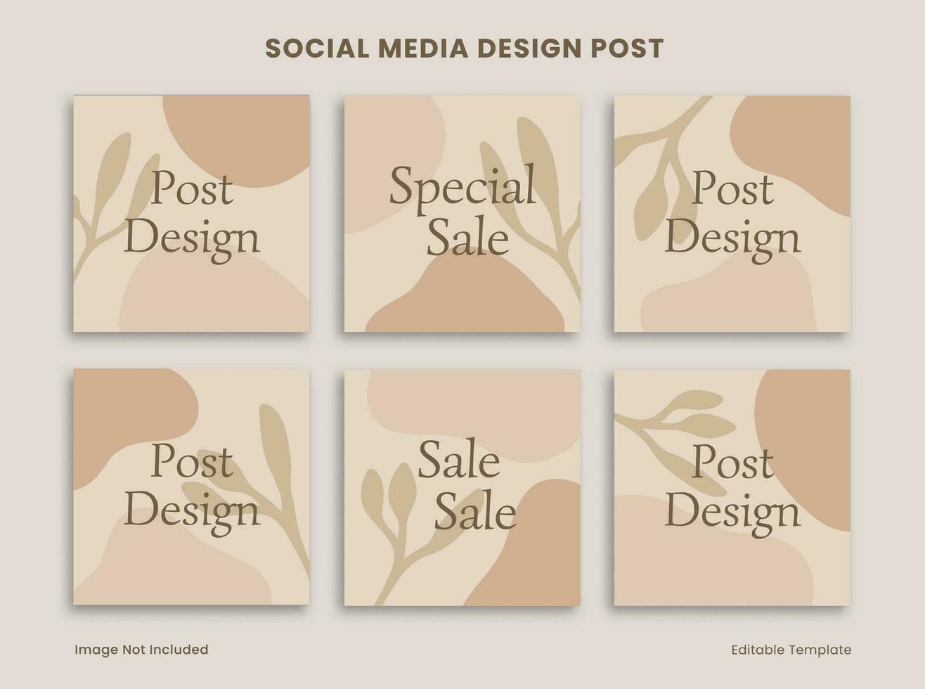 Set of Editable Square Social Media Design Design Post Decorated with Cream Blob and Floral Object Background. Suitable for Advertising, Promotion, Branding Product Beauty, Fashion, Cosmetic vector