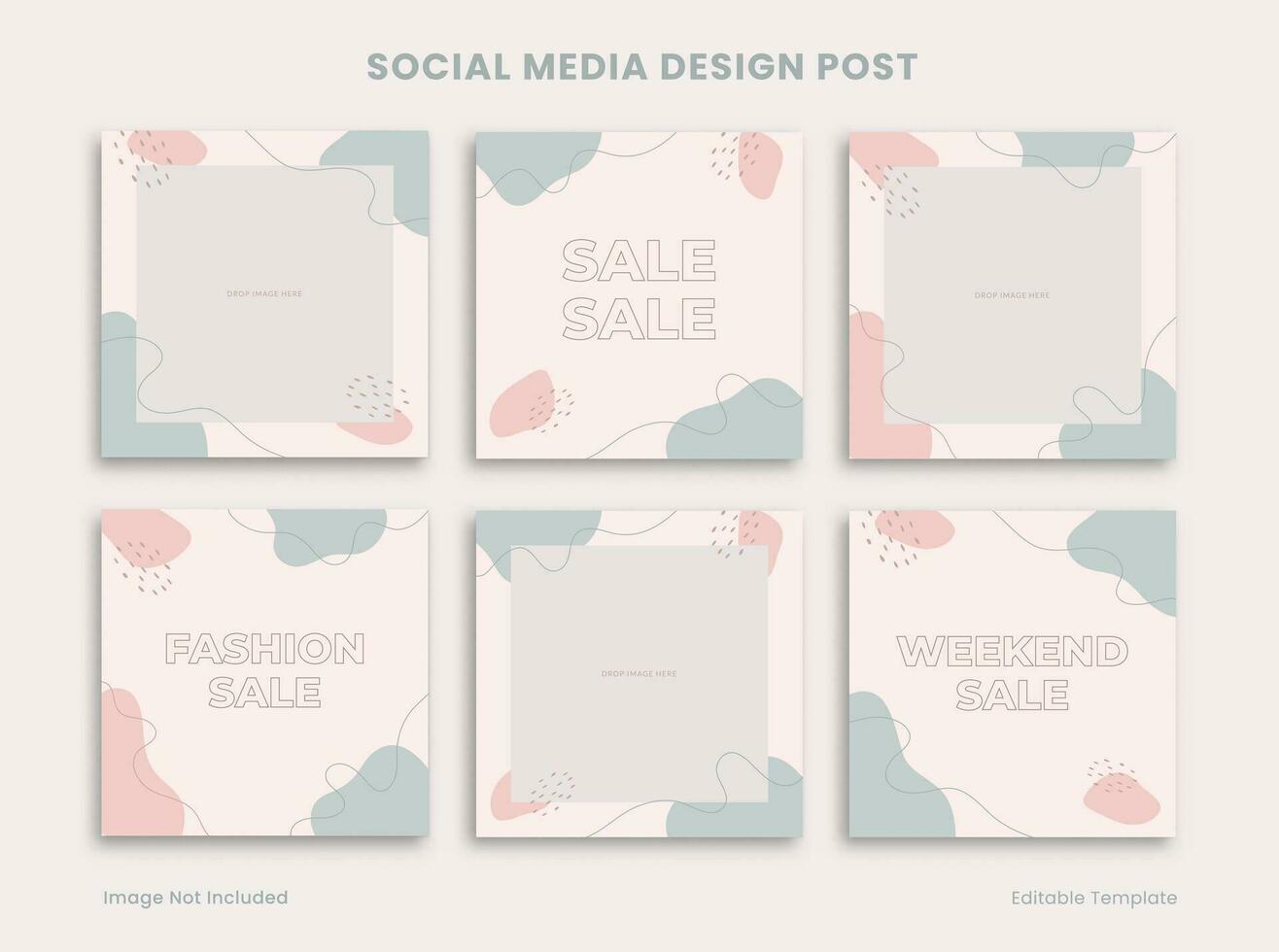 Set of Editable Social Media Design Post Template, Decorated with Cute Pink Organic Object Frame. Suitable for Promotion, Advertising, Presentation, Product Fashion, Beauty, Cosmetic, Bakery vector