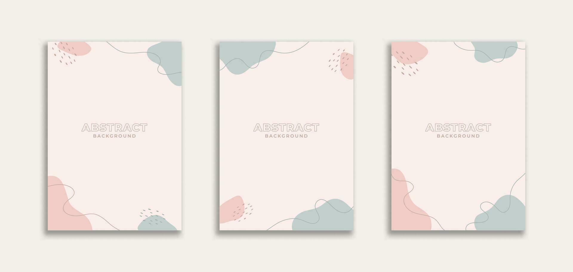 Set of 3 Cute Abstract Background with Blob Pink Blue Color Pastel Theme. Fluid style for banners, pamphlet, poster, frame, border, presentations, flyers, ads, promotion vector