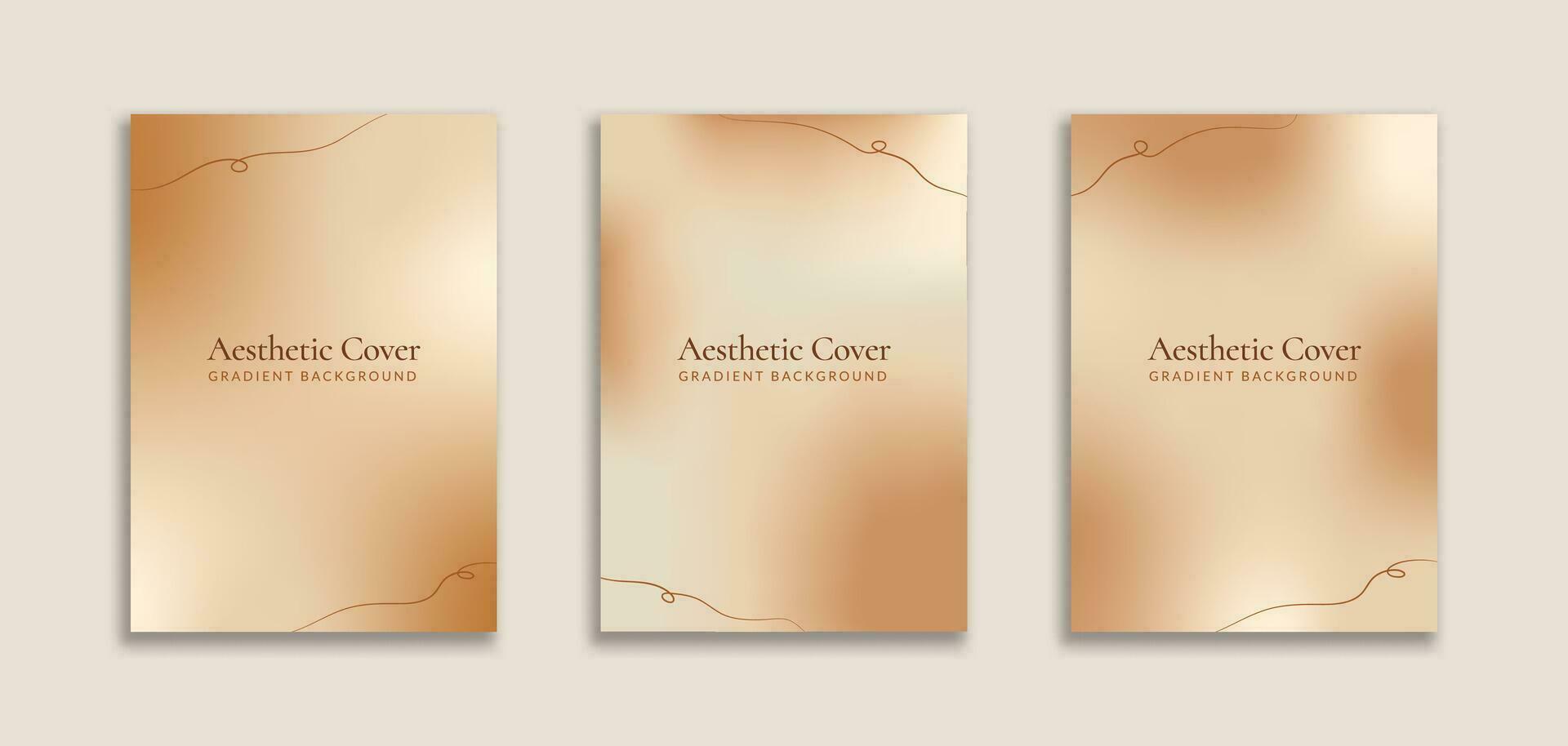 Set of 3 Luxury Banner Background A4 with Golden Gradient and Linear Frame. Dynamic style for banners, pamphlet, poster, frame, border, presentations, flyers, advertising, social media stories vector