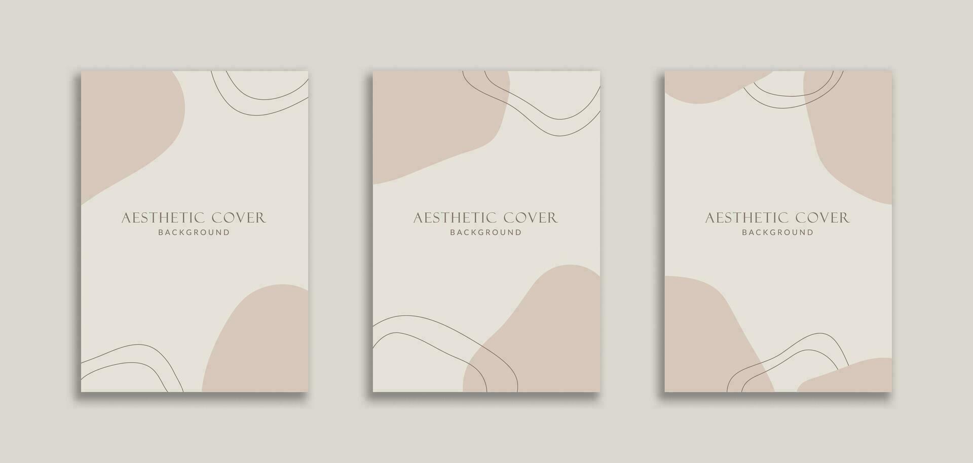 Set of 3 Aesthetic Abstract Background with Blob Shape Cream Pastel Color. Fluid style for banners, pamphlet, poster, frame, border, presentations, flyers, ads, social media stories, cover book vector