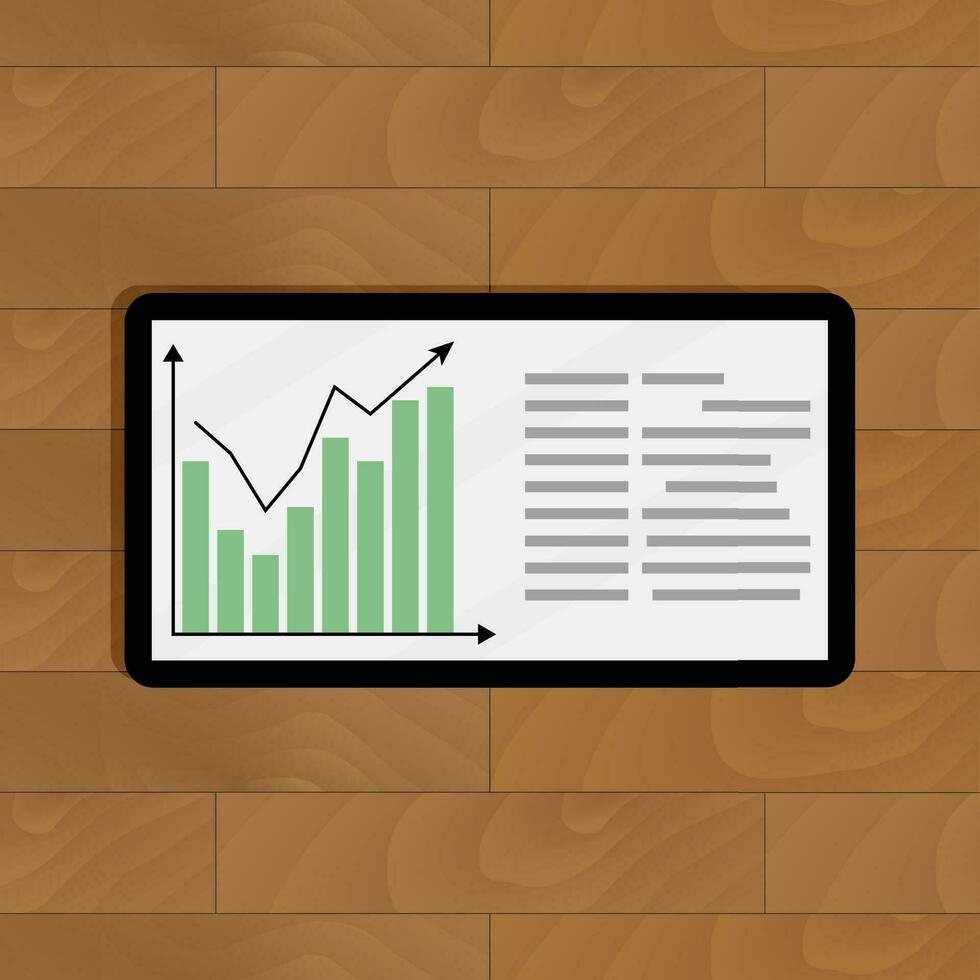 crecimiento gráfico en tableta. Finanzas anual reporte datos vector ilustración