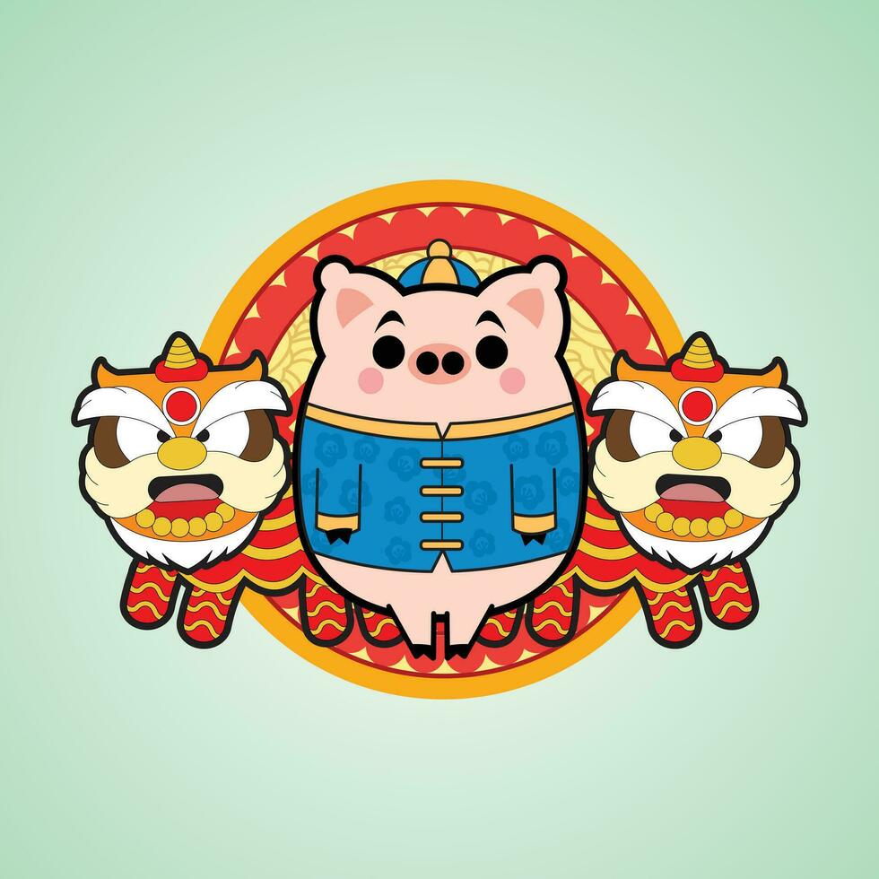 Cartoon Pig Digital Background vector