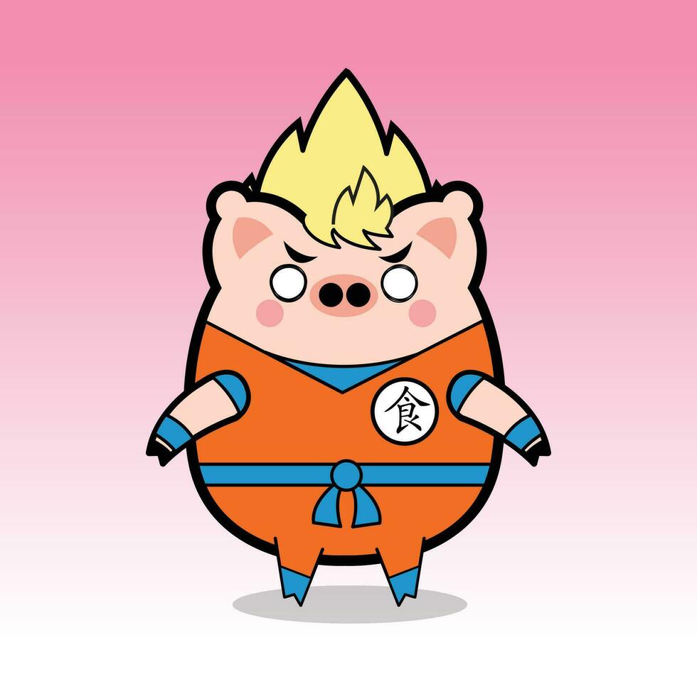 Karate Pig Mascot Design Free Vector illustrations