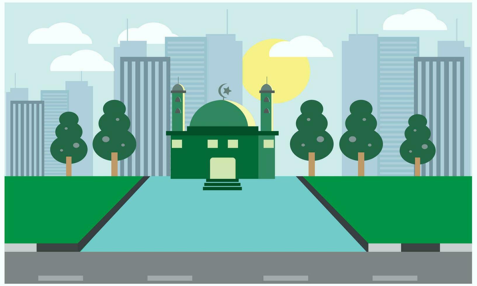 mosque cartoon illustration vector