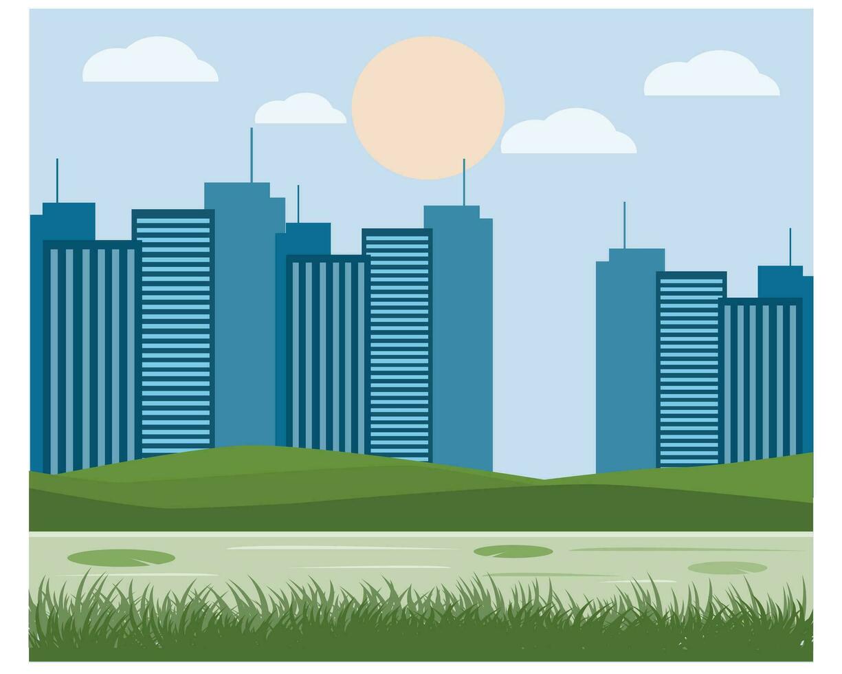 river and city background vector