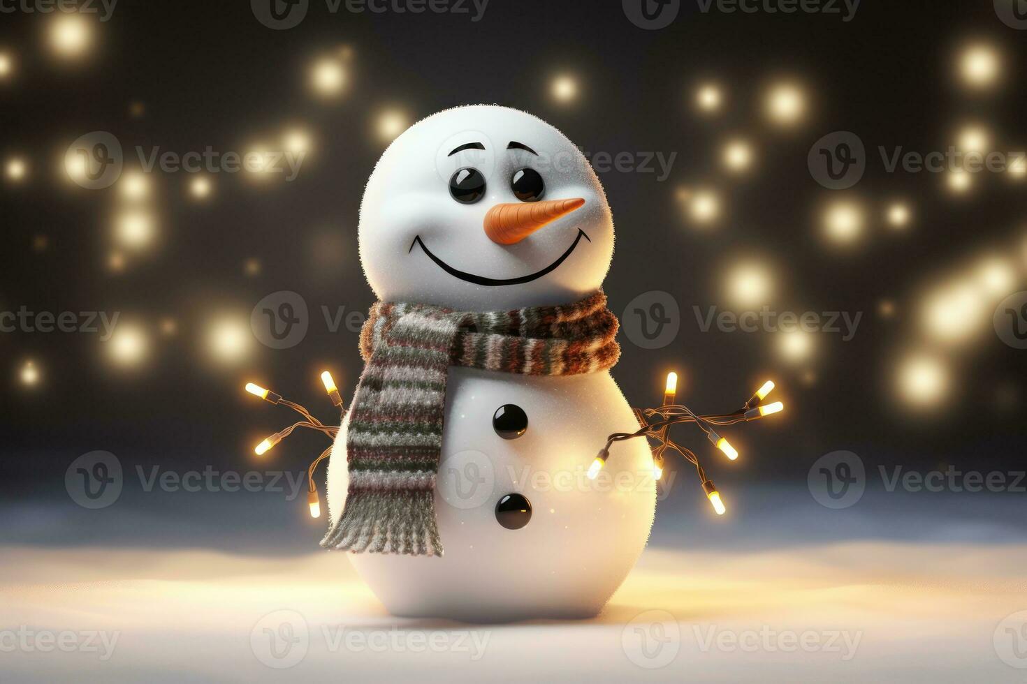 Christmas background with snowman, winter decoration. Generative Ai. photo