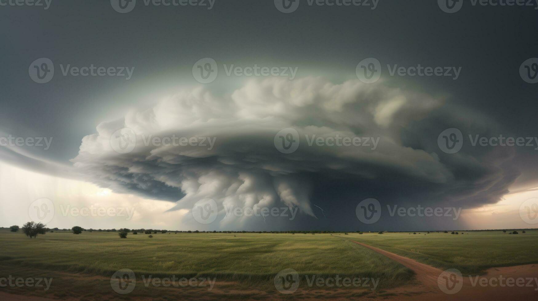 storm warning, supercell, heavy rain in summer, with hail. Generative Ai. photo