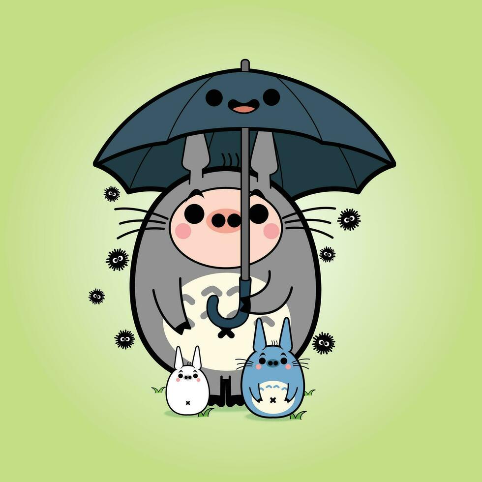 totoro Cartoon Character Free Vector Illustrations