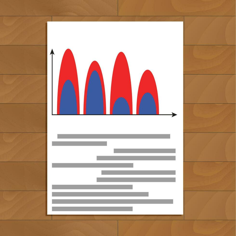 Document with wave color chart. Statistic infographic economic, vector illustration